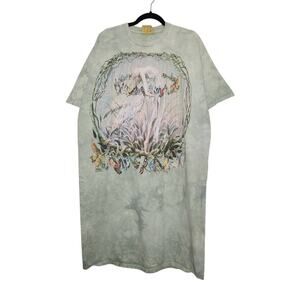 Vintage The Mountain One Size Sleep Shirt Tie Dye Fairy Whimsy Art Sheila Wolk
